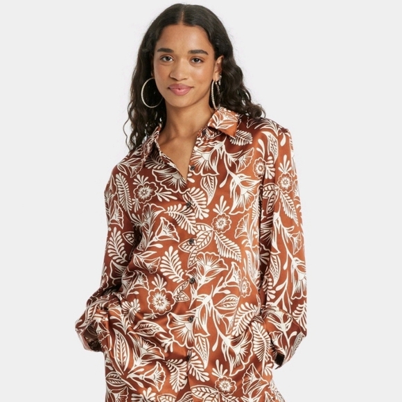 Latino Heritage Tops - Latino Heritage Month Women's Long Sleeve Button-Down Shirt - Brown M